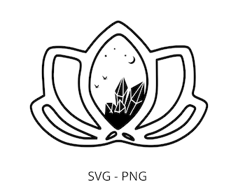 Lotus and crystals SVG clipart cricut, shirt svg, printable Png, vector graphics Download png, silhouette cricut