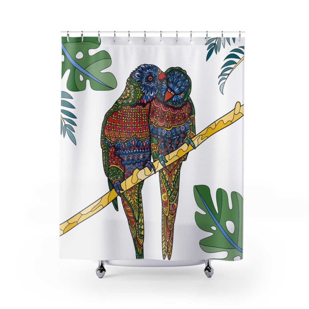 Parrot Shower Curtain Bathroom Decor Bath Dorm Tropic Etsy