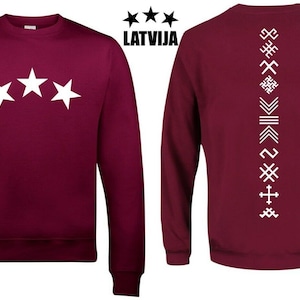 Latvija jumper Latvia symbol print on back  ornamenti jumis 3 zvaigznes Unisex Sweatshirt Gift Present S-XXXXXL