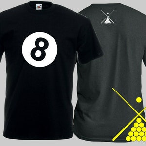 Pool Cue Black Ball 8 Game Present Christmas Gift T shirt S-XXXXXL