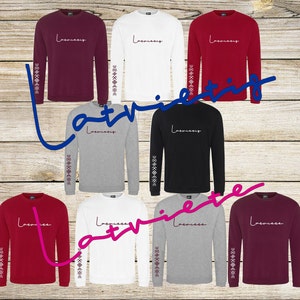 Latvietis Latviete Latvija jumper Latvia symbol print on sleeve ornamenti  For him For her Unisex Sweatshirt Gift Present S-XXXXXL