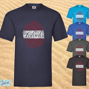 Latvietis fingerprint printed t-shirt Latvian Mens Patriotic Dāvana Latvija t krekls