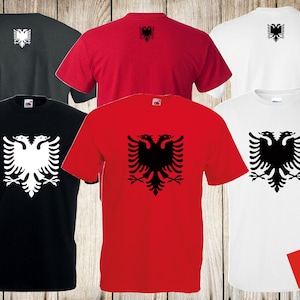 Albania printed T Shirt Albanian style double-headed eagle Albanian flag Tee