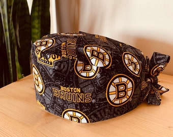 Boston Bruins Scrub Cap - Fit B - (Great for Nurses, Doctors, OR Staff, Dentists, Veterinarians, Food Prep, etc.)