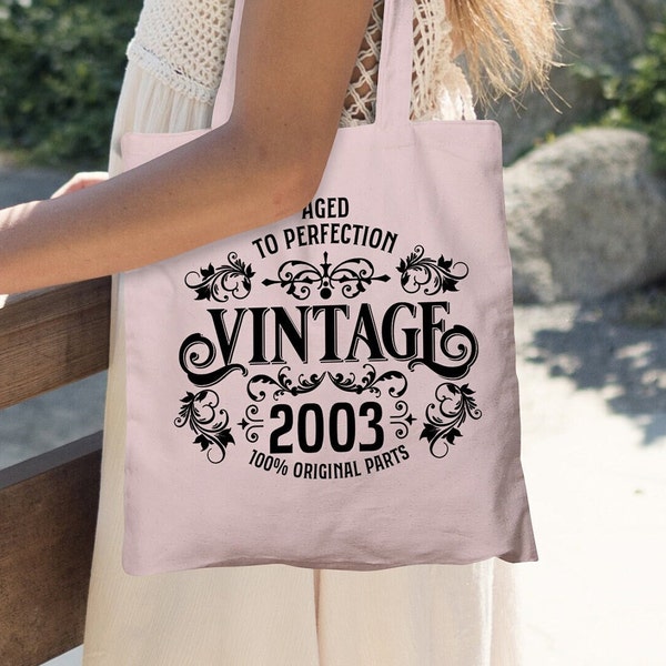 21st Birthday Tote Bag - Born 2003 Vintage Cotton Bag - 21st Birthday Gift for Woman - 21st Birthday Gift for Her