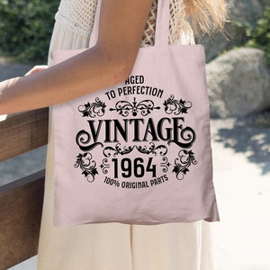 60th Birthday Tote Bag - Born 1964 Vintage Cotton Bag - 60th Birthday Gift for Woman - 60th Birthday Gift for Her