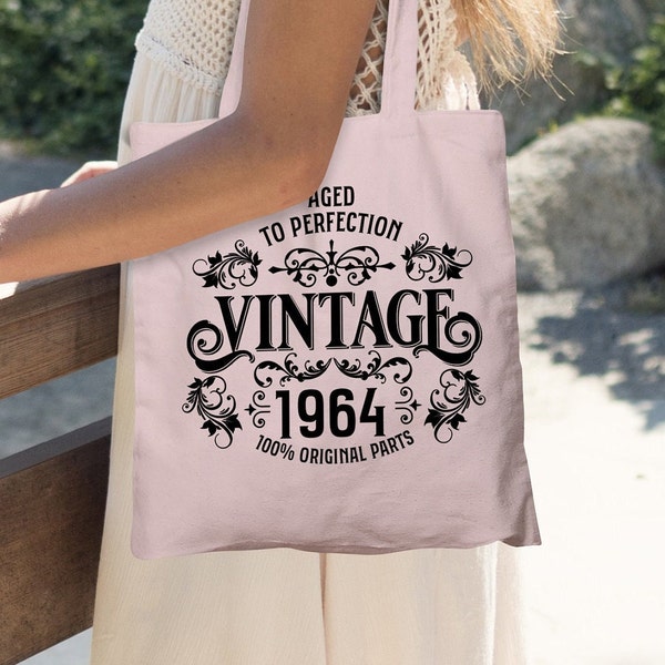 60th Birthday Tote Bag - Born 1964 Vintage Cotton Bag - 60th Birthday Gift for Woman - 60th Birthday Gift for Her