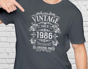 40th Birthday T-Shirt – Vintage 1986 All Original Parts