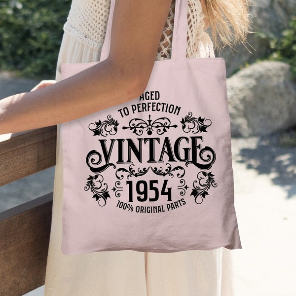 70th Birthday Tote Bag - Born 1954 Vintage Cotton Bag - 70th Birthday Gift for Woman - 70th Birthday Gift for Her