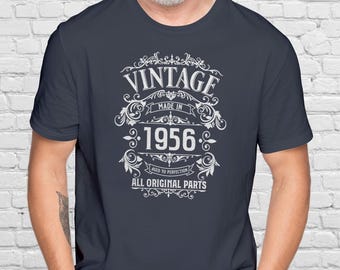 Mens 70th Birthday T-Shirt - 1956 All Original Parts, Cotton Tee