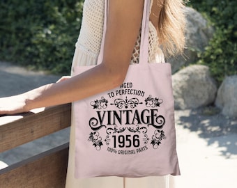 70th Birthday Tote Bag - Vintage 1956 Cotton Shopper