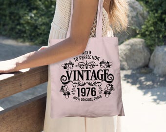 50th Birthday Tote Bag - Born in 1976 Vintage Cotton