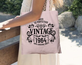 60th Birthday Tote Bag - Born 1964 Vintage Cotton Bag - 60th Birthday Gift for Woman - 60th Birthday Gift for Her