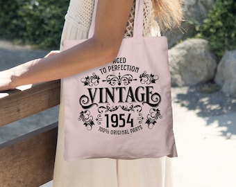 70th Birthday Tote Bag - Born 1954 Vintage Cotton Bag - 70th Birthday Gift for Woman - 70th Birthday Gift for Her