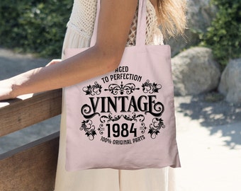 40th Birthday Tote Bag - Born 1984 Vintage Cotton Bag - 40th Birthday Gift for Woman - 40th Birthday Gift for Her