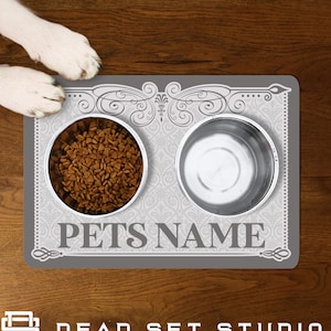 Personalised Pet Food Mat - Feeding Mat - Floor Mat - Pet Supplies - Dog Bowl Mat - Cat accessories - Place Mat - Ornate Pattern 4