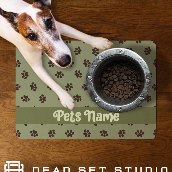 Personalised - Pet Food Mat - Feeding Mat - Floor Mat - Pet Supplies - Dog Bowl Mat - Cat accessories - Place Mat - Paw Prints