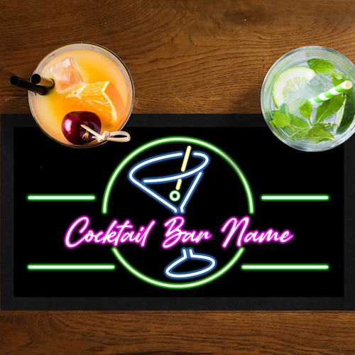 Personalised Cocktail Bar Bar Runner Bar Mat Rubber Mat Etsy UK