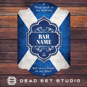 Personalised Scotland Flag Bar Sign Man Den Pub Home Wall Mounted Aluminium Metal Customised Beer Whiskey Cocktail A4 A3 Wall Art Gift