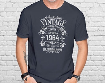 Mens 60th Birthday Gift T Shirt- 1964 All Original Parts -  Born in 1964, 60th Birthday Gifts for Him