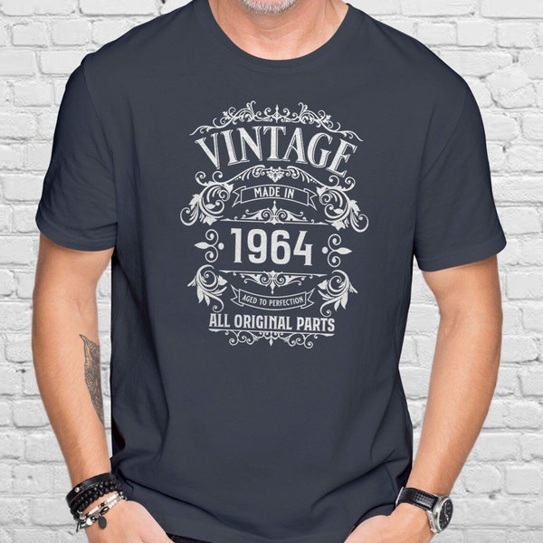 Mens 60th Birthday Gift T Shirt- 1964 All Original Parts -  Born in 1964, 60th Birthday Gifts for Him