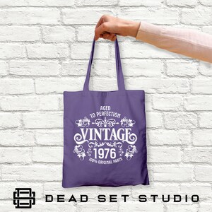 50th Birthday Tote Bag - Born in 1976 Vintage Cotton immagine 18