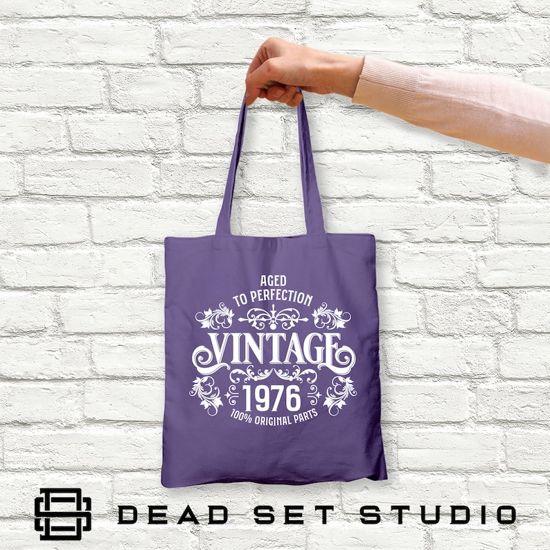 50th Birthday Tote Bag - Born in 1976 Vintage Cotton immagine 18