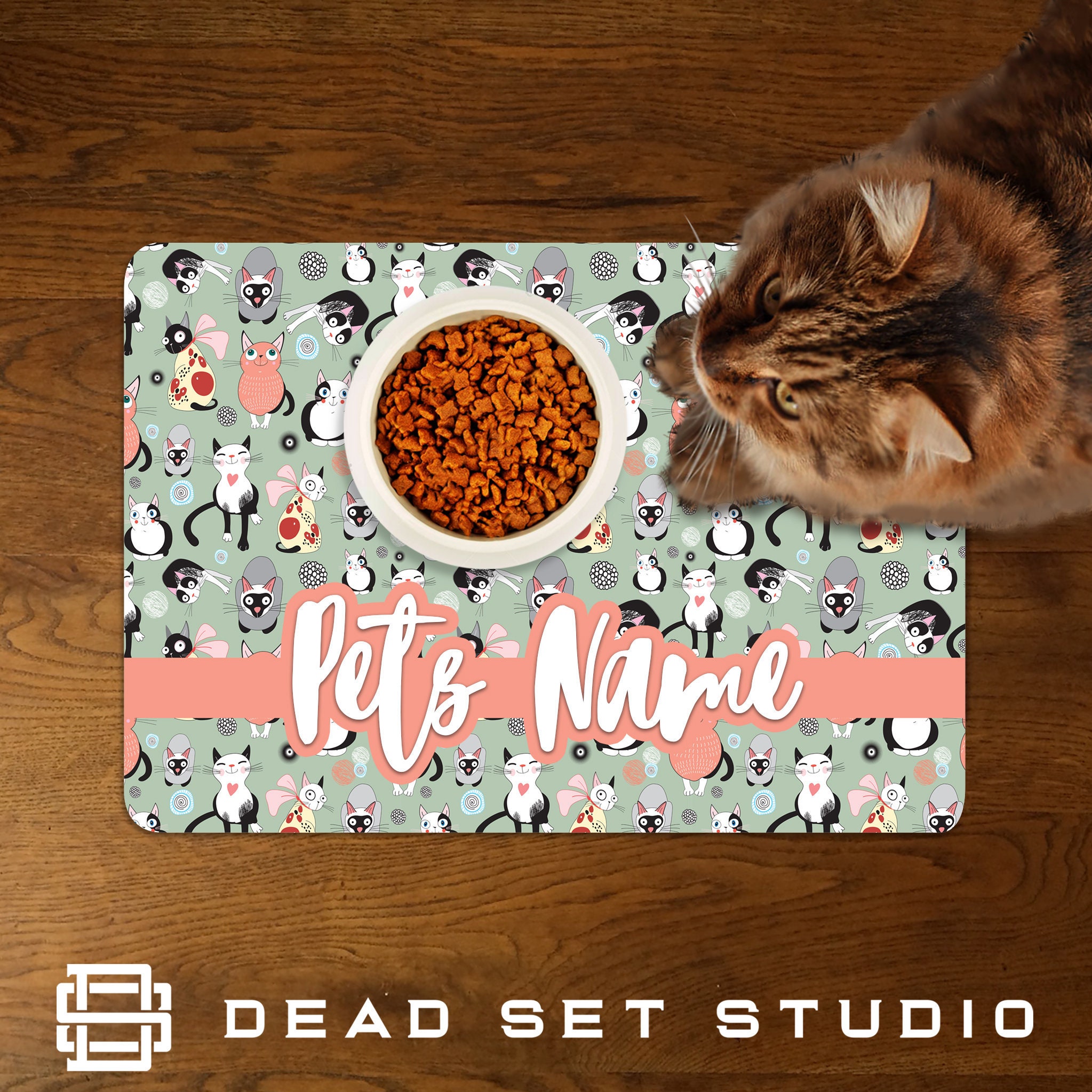 Personalised Pet Bowl Mat, Feeding Mat, Dog Bowl Mat, Cat Kitten