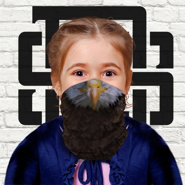 Children's Kid's Face Mask American Eagle Bird of Pray Bandana Neck Warmer Snood Multi Purpose Scarf Fancy Dress Birthday Gift