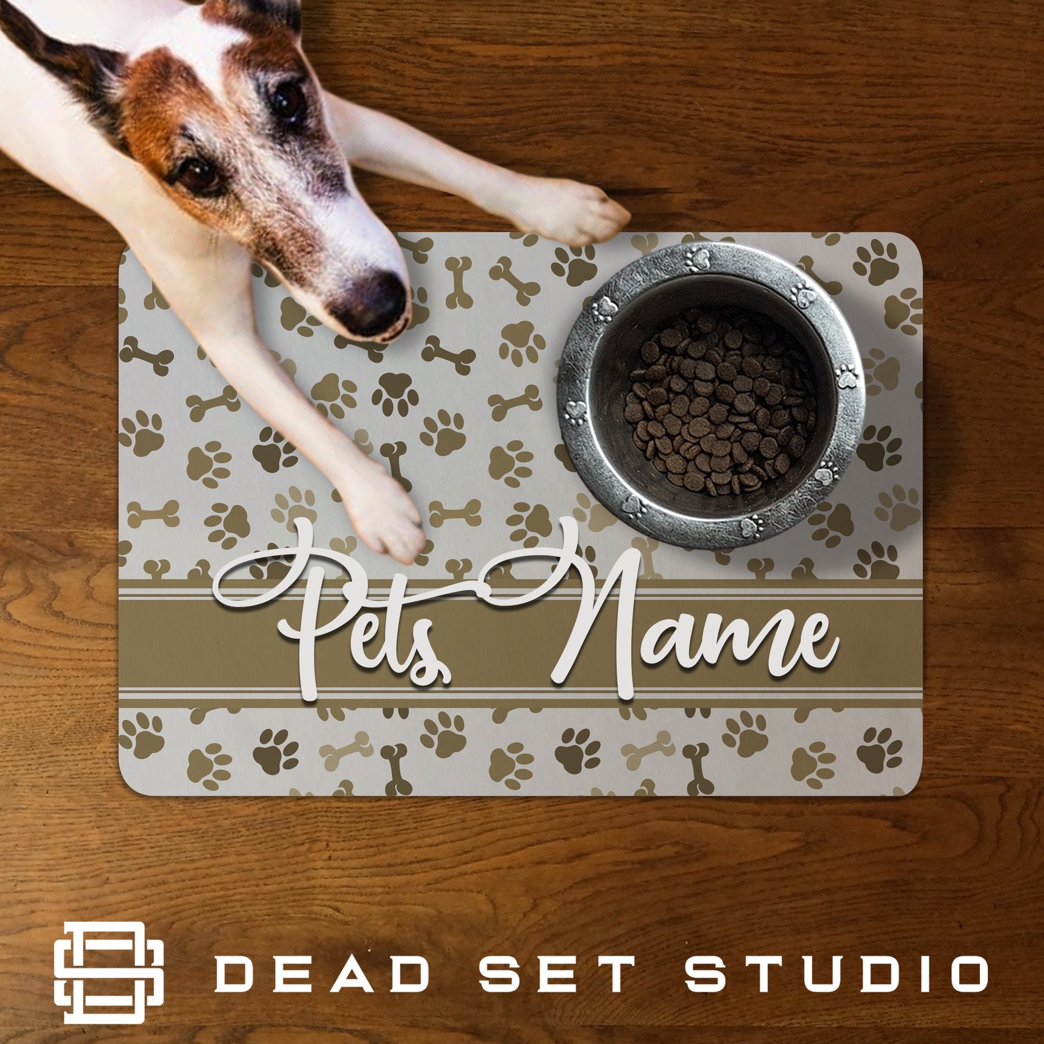 Personalised Pet Place Mat Paw Prints Custom Pet Food Mat Dog Etsy