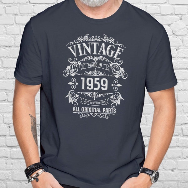 Mens 65th Birthday Gift T Shirt - 1959 All Original Parts -  Born in 1959, 65th Birthday Gifts for Him