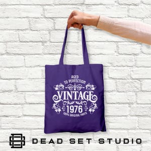 50th Birthday Tote Bag - Born in 1976 Vintage Cotton immagine 16