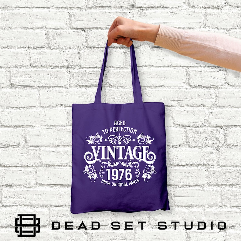 50th Birthday Tote Bag - Born in 1976 Vintage Cotton immagine 16
