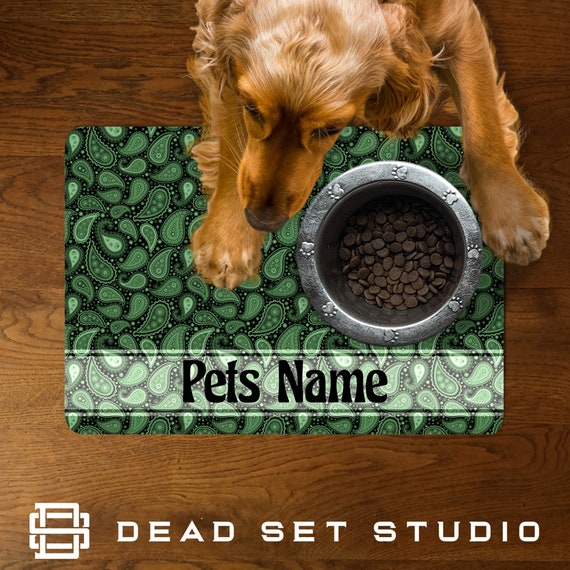 Personalised Pet Food Mat Feeding Mat Floor Mat Pet Supplies Dog Bowl Mat  Cat Accessories Place Mat Paisley Pattern 1 