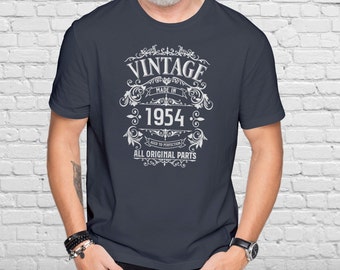 Mens 70th Birthday Gift T Shirt - 1954 All Original Parts -  Born in 1954, 70th Birthday Gifts for Him