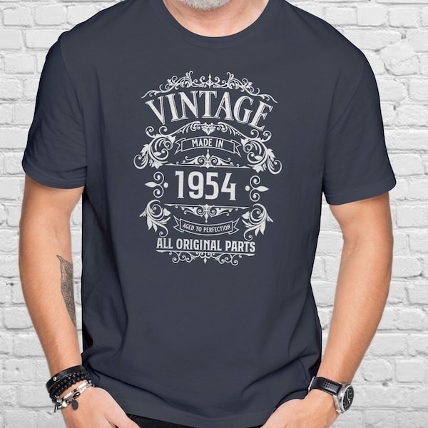 Mens 70th Birthday Gift T Shirt - 1954 All Original Parts -  Born in 1954, 70th Birthday Gifts for Him