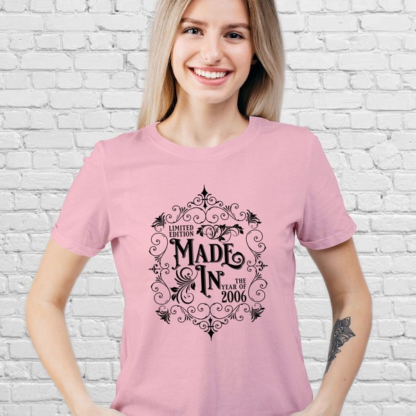 18th Birthday Gift for Girls - Made In 2006 Ladies T Shirt - Women's 18 T Shirts Ladies Presents Gift Top for Her