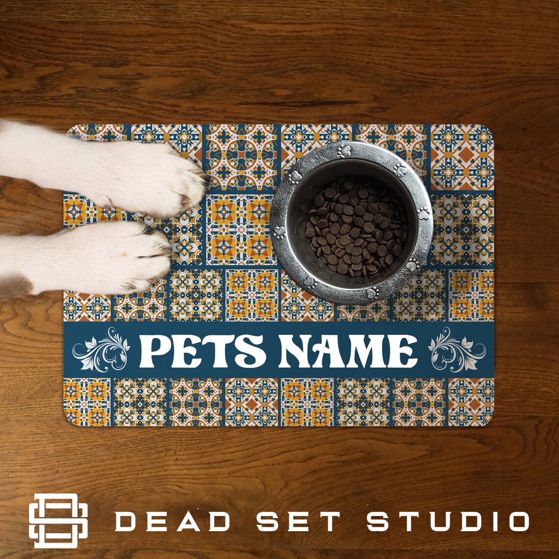 Personalised Pet Bowl Mat Feeding Mat Dog Bowl Mat Cat Etsy UK kitchen-basics-microfiber-antiskid-pet-bowl-mat-paws-10-x-20-you-can