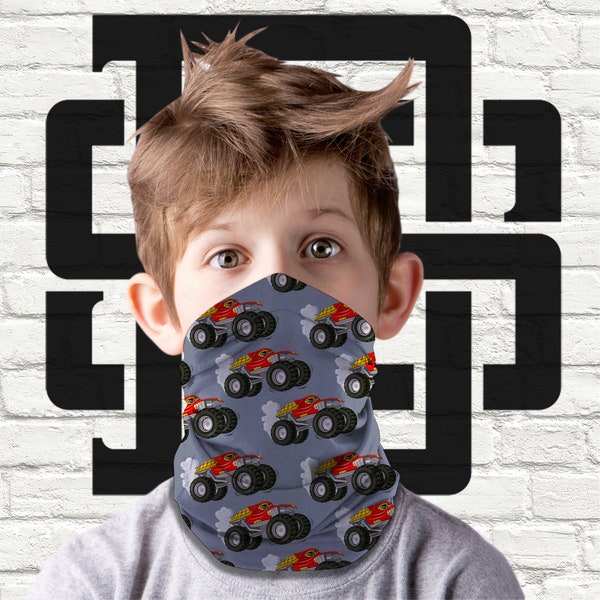 Children's Kid's Children's Face Mask Monster Truck 4X4 Off Road Car Bandana Neck Warmer Snood Scarf Birthday Gift