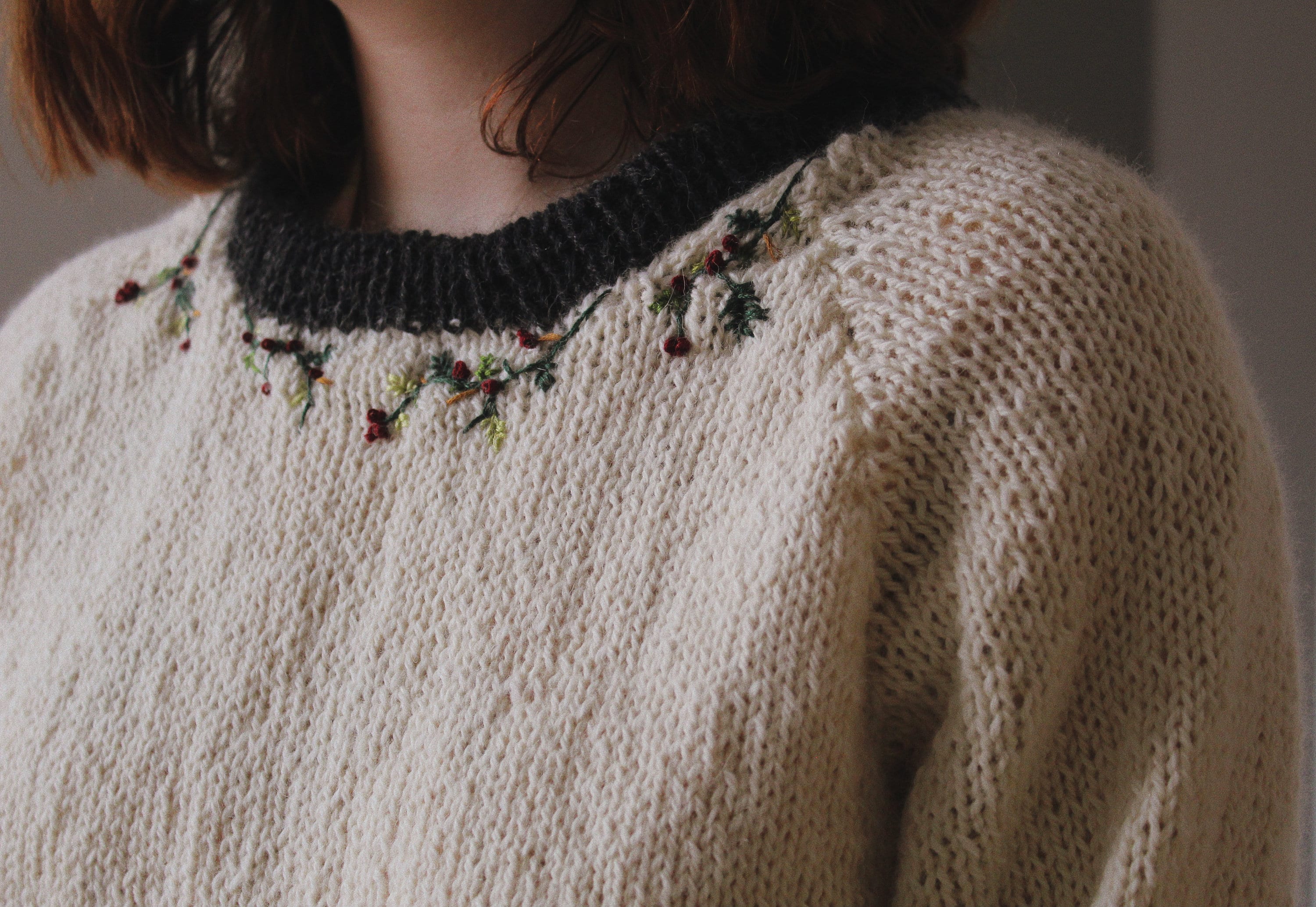Custom Knit Sweater With Floral Hand Embroidery Etsy