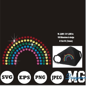 rhinestone template svg, Face mask patterns for kids, decorate face mask, Instant download, rainbow files svg,rainbow svg designs