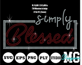 simply blessed svg, rhinestone template svg, rhinestone template blessed, blessed svg, ss10 svg, digital download, rhinestone cricut,plt