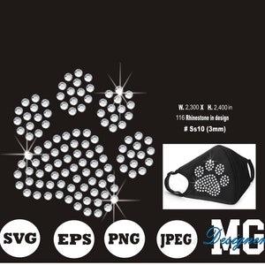 paw rhinestone svg, rhinestone template svg, Face mask patterns for kids, paw dog cat svg, Instant download, rhinestone template mask