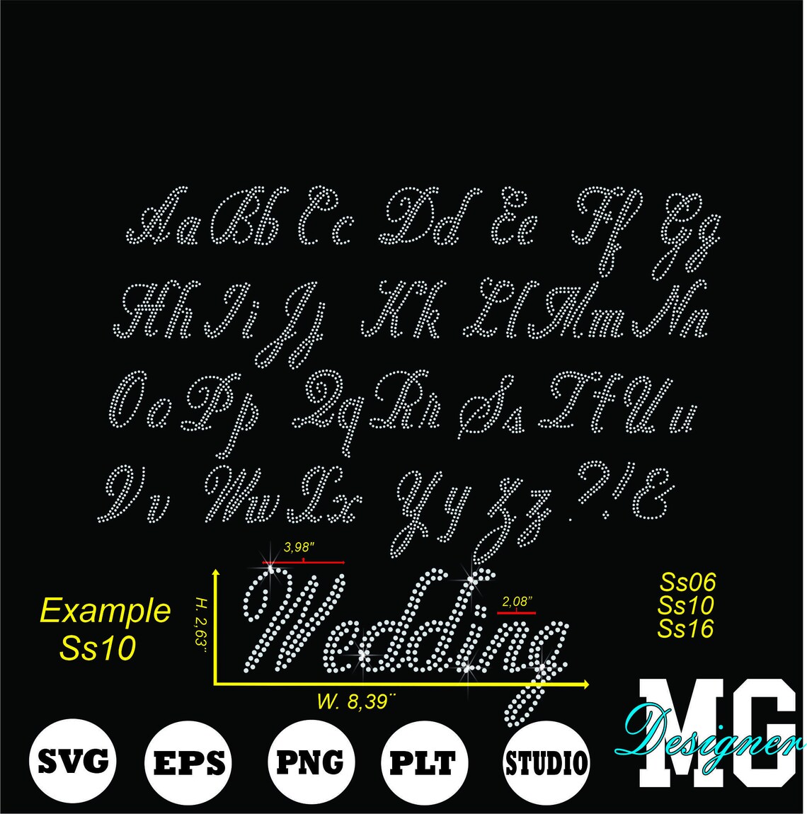 Rhinestone Template Font Svg, Letters, Svg,eps,alphabet Rhinestone Svg ...