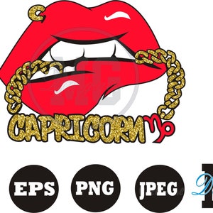 Labbra capricorno svg, capricorno zodiaco svg, cricut file labbra lucido glitter, labbra tagliare i file, bacio svg, gocciolante svg,bithday svg, png