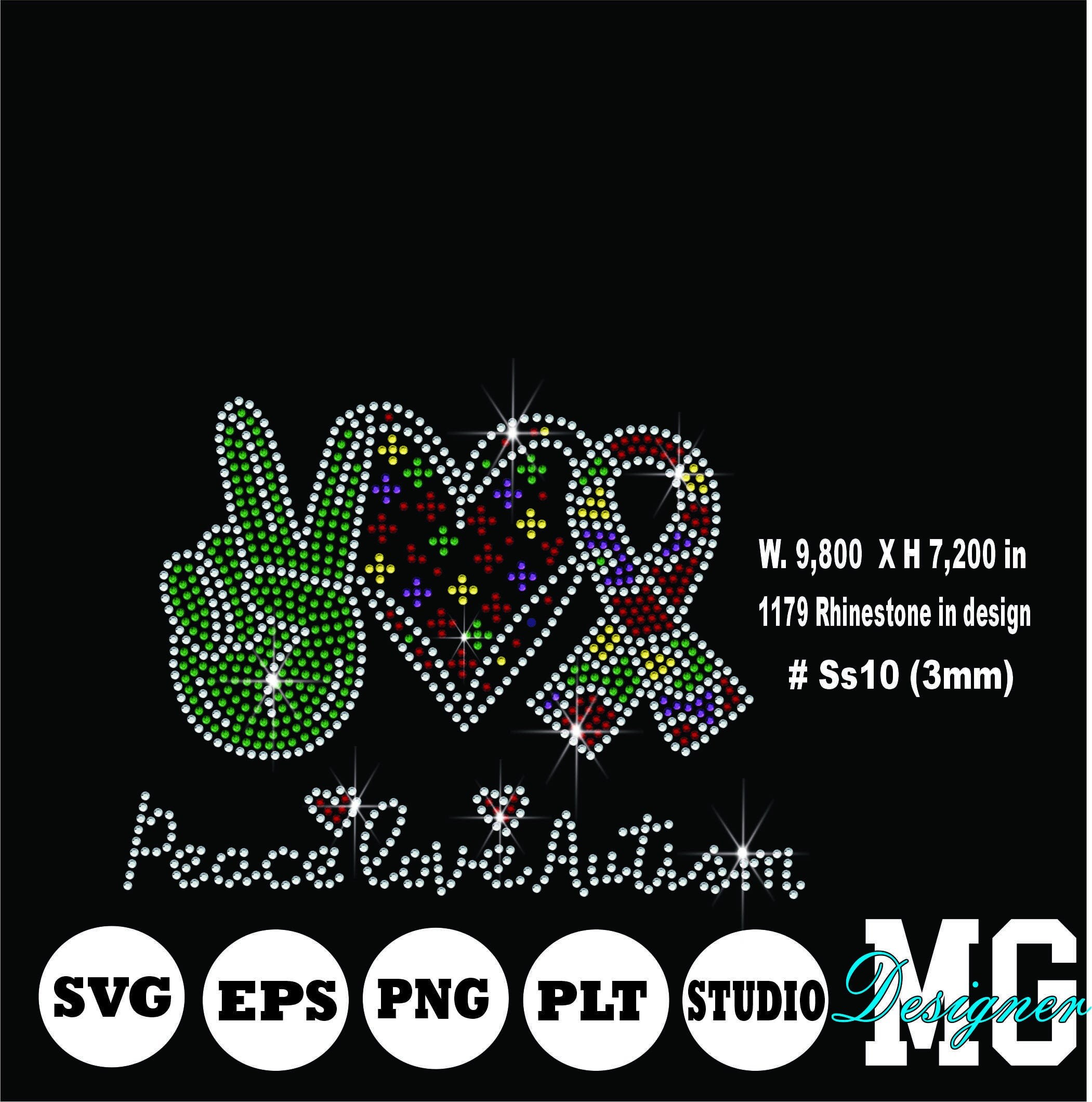 Download Peace love autism svg rhinestone template svginstant | Etsy