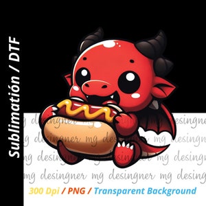Baby Drache png, süßer Cartoon Drache png, kawaii Drache png, lustiger Hotdog png, Sublimation süß, Jungen Drache png