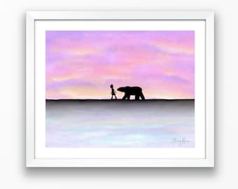 Druckbare Wandkunst, Eisbär, Winter, digitaler Kunstdruck, Wanddekoration