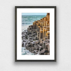 Giant&#39;s Causeway basalt columns print, printable travel photography, Northern Ireland, UNESCO World Heritage site, photo prints