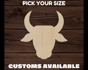 Bull Animal Cow Male Grass Farm Barn Wood Cutout BULK Scrapbook Craft Baltic Birch Basswood Laser Cut Custom Cutout Shape 1/8" Wood Natural